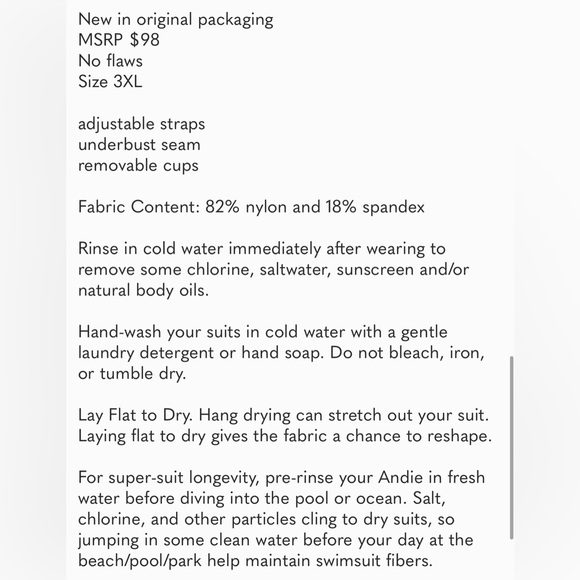 Andie Swim The Santorini One Piece in Black NWT size 3XL - Picture 5 of 6